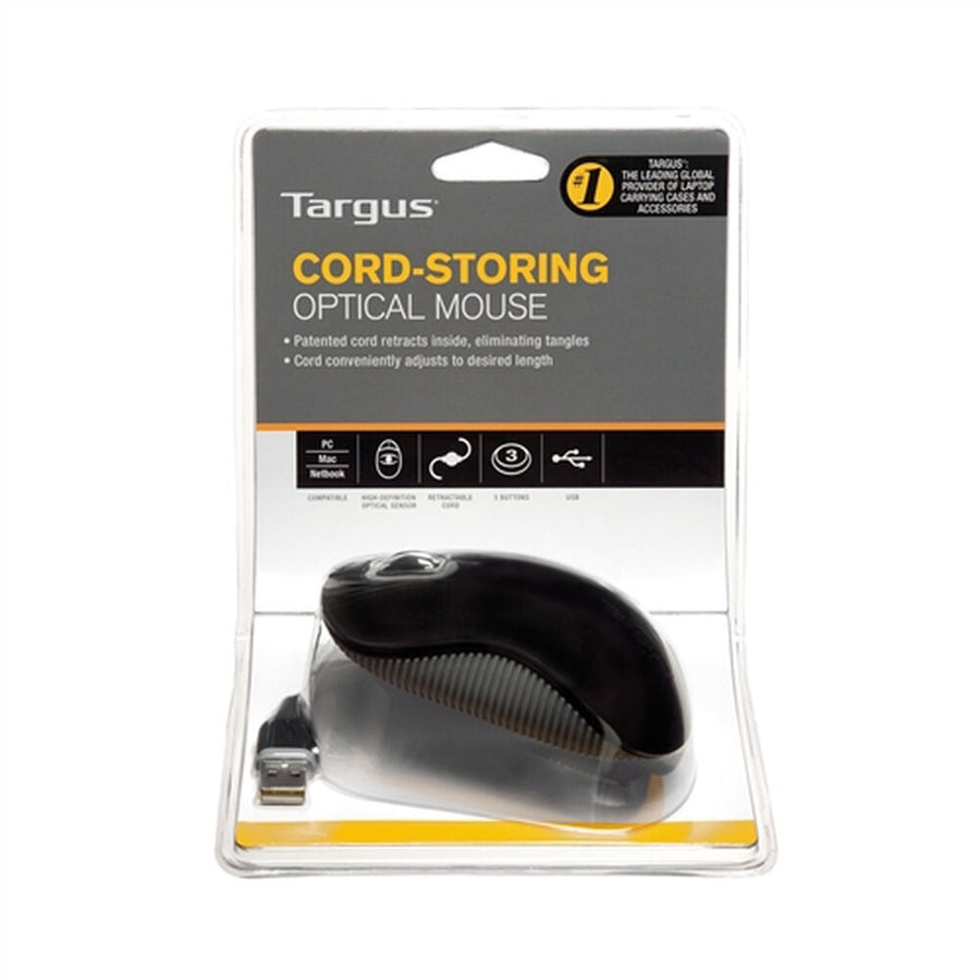 Souris Targus Cord-Storing Optical Mouse Noir