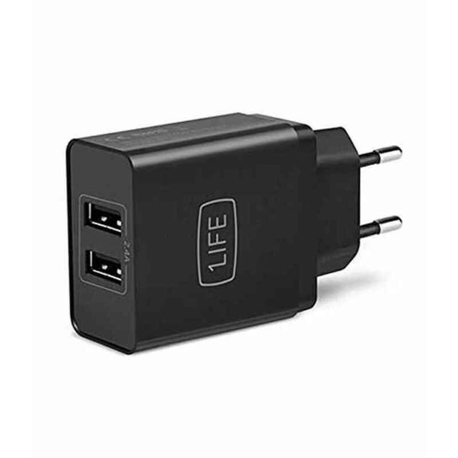 Chargeur mural 1LIFE 1IFEPA2USB Noir 5V / 2,4A