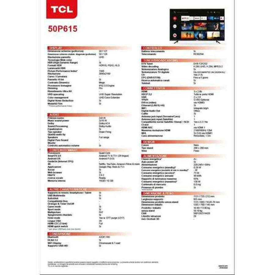 TV intelligente TCL 50P616 50