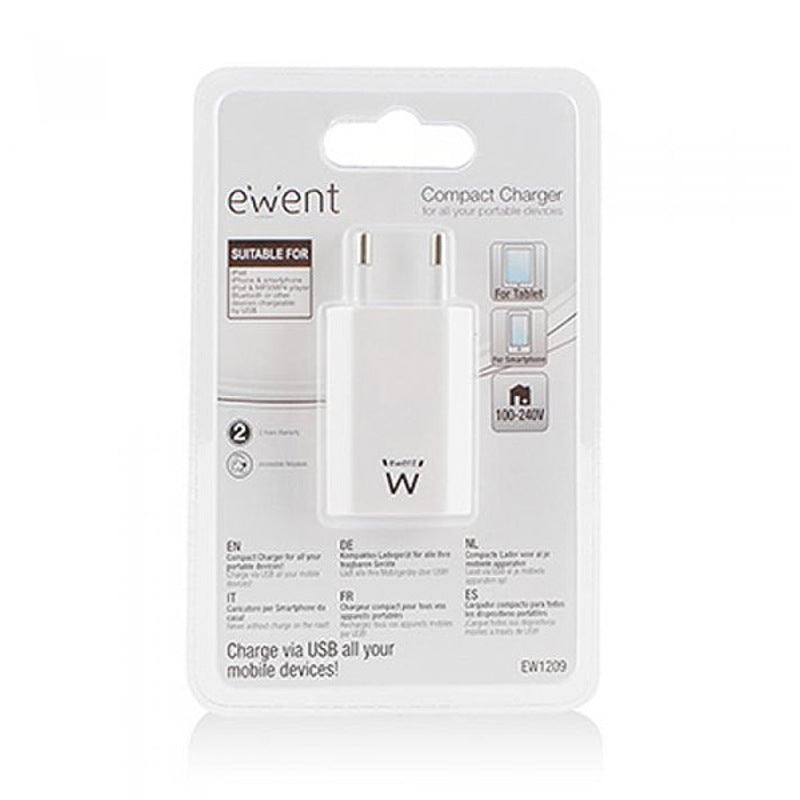 Chargeur mural Ewent EW1209 1000 mAh Blanc
