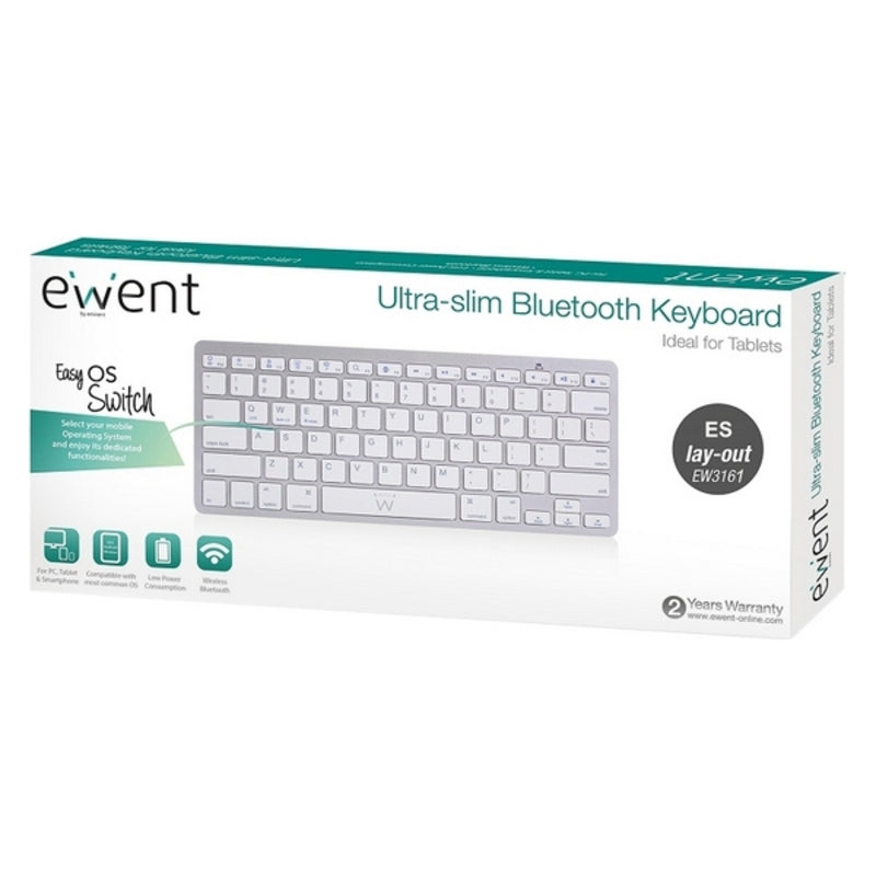 Clavier Bluetooth Ewent EW3161 Blanc (Espagnol)