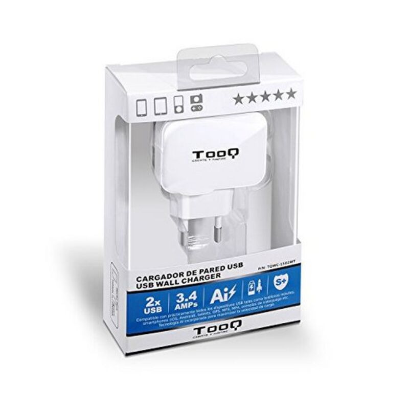 Chargeur mural TooQ AATCAT0150 USB x 2 17W Blanc