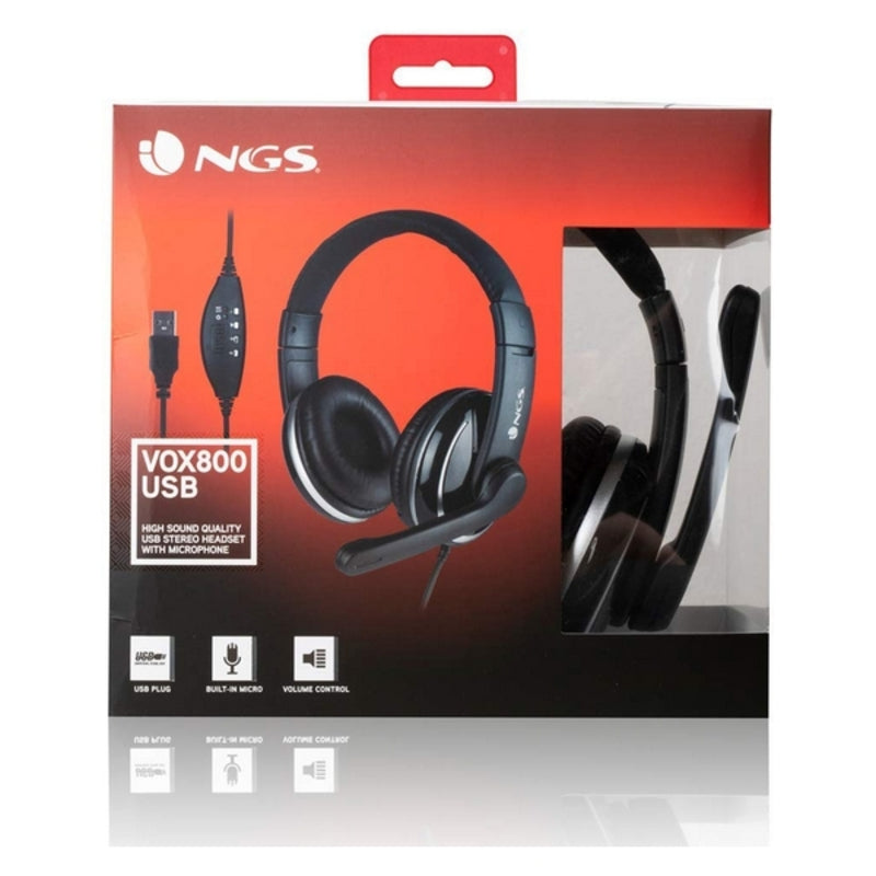 Casques avec Microphone NGS VOX800USB Noir