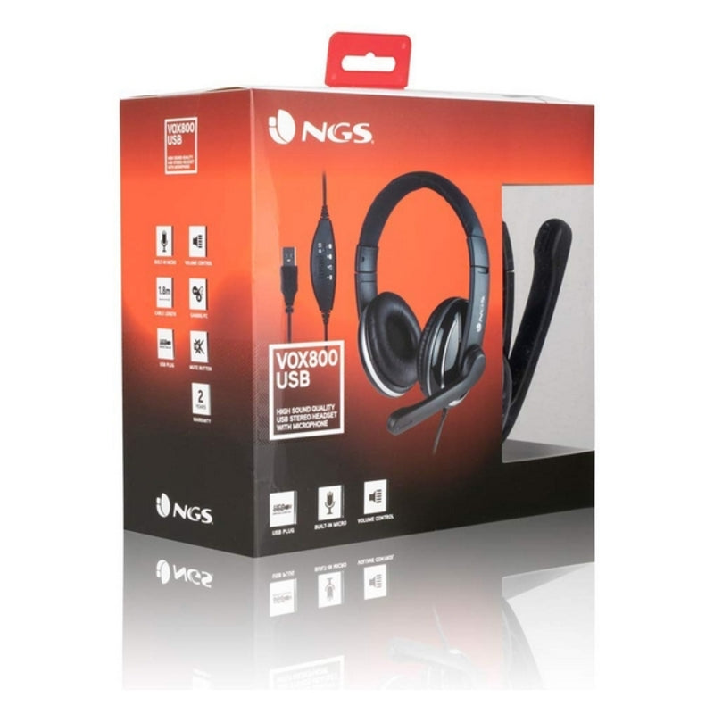 Casques avec Microphone NGS VOX800USB Noir