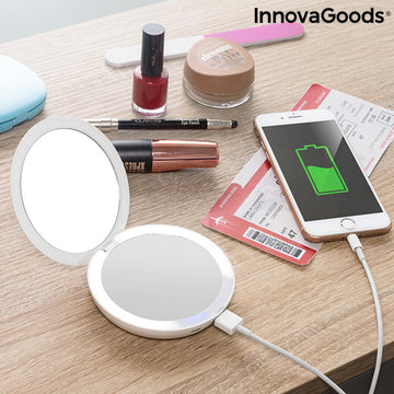 Miroir de Poche avec LED et batterie de secours 3 en 1 Mirbat InnovaGoods 3000 mAh Verre (Reconditionné A+)