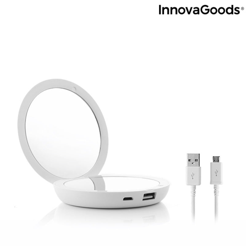 Miroir de Poche avec LED et batterie de secours 3 en 1 Mirbat InnovaGoods 3000 mAh Verre (Reconditionné A+)