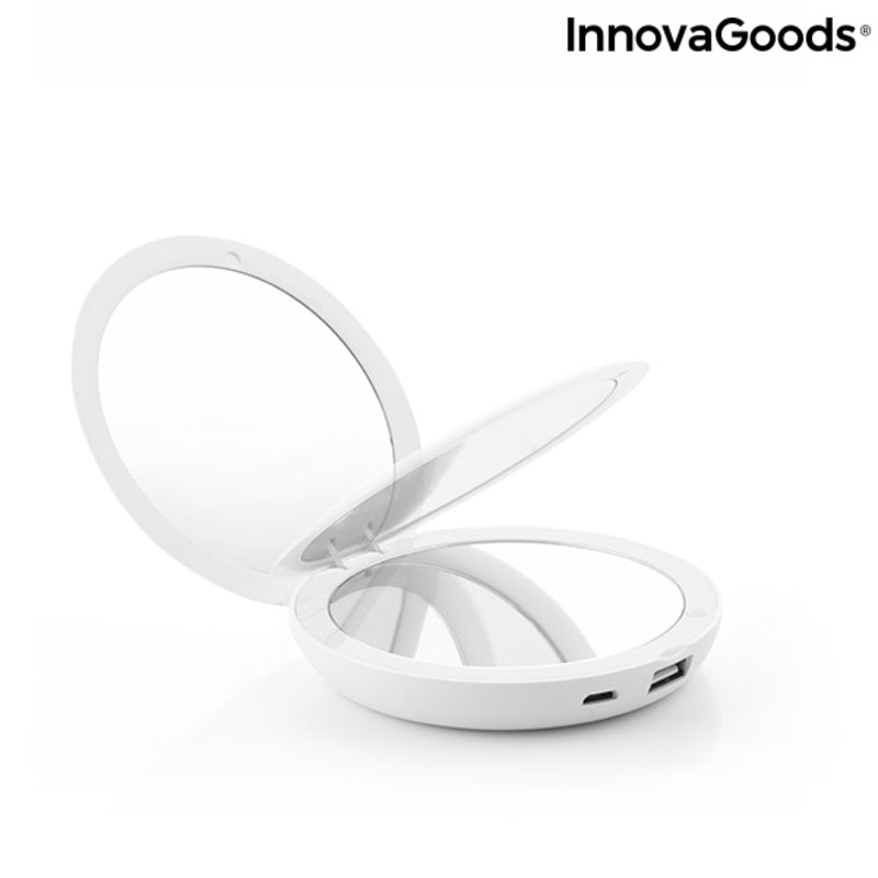 Miroir de Poche avec LED et batterie de secours 3 en 1 Mirbat InnovaGoods 3000 mAh Verre (Reconditionné A+)