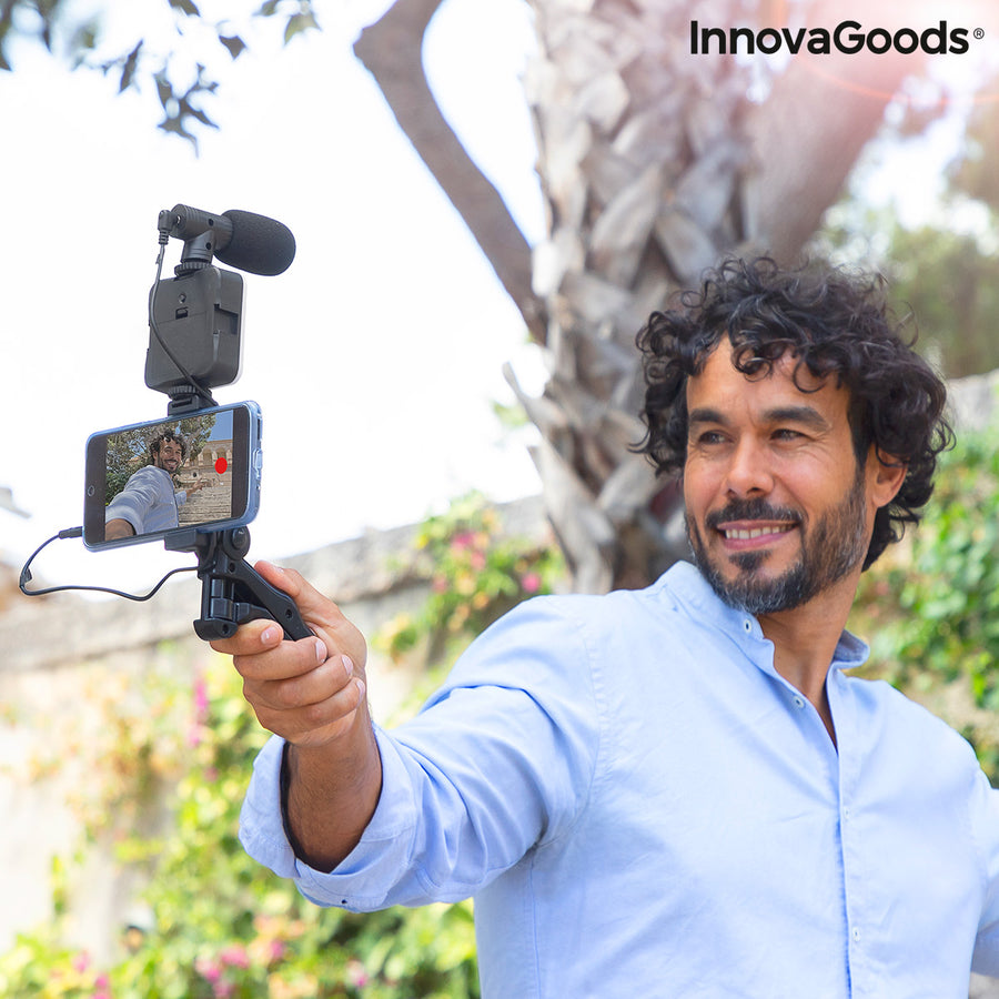 Kit Vlogging avec Lumière, Micro y Télécommande Plodni InnovaGoods 6 Pièces