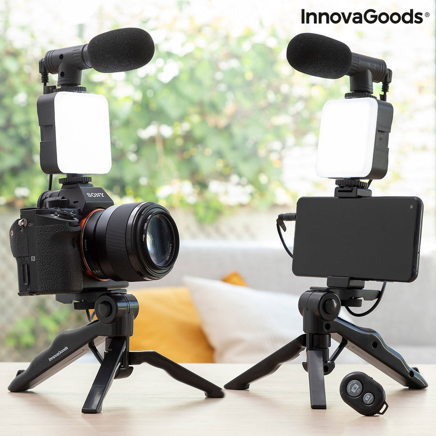 Kit Vlogging avec Lumière, Micro y Télécommande Plodni InnovaGoods 6 Pièces