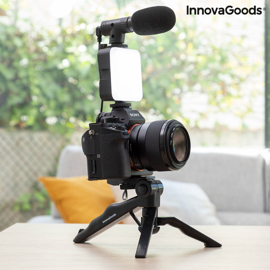 Kit Vlogging avec Lumière, Micro y Télécommande Plodni InnovaGoods 6 Pièces