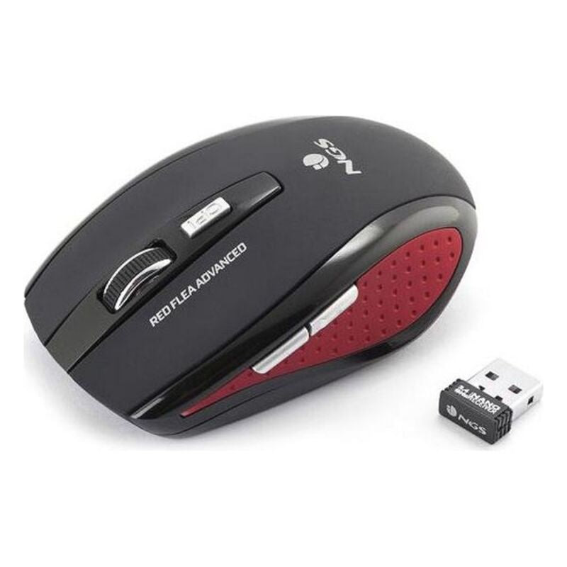 Souris Optique Sans Fil NGS Flea Advanced 800/1600 dpi Noir Rouge