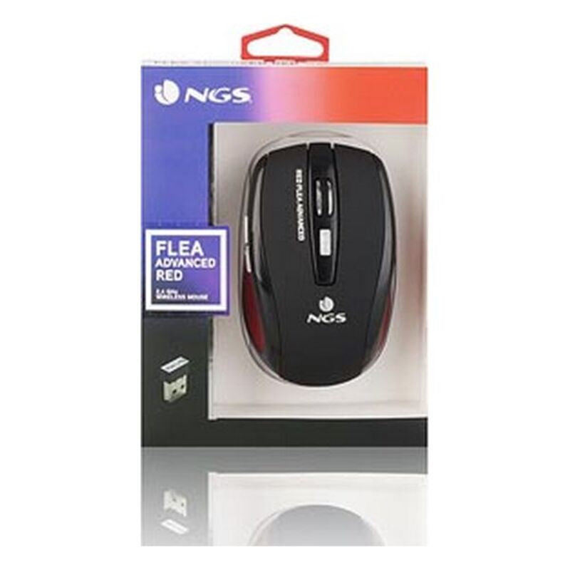 Souris Optique Sans Fil NGS Flea Advanced 800/1600 dpi Noir Rouge