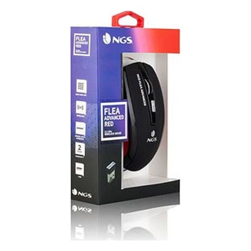 Souris Optique Sans Fil NGS Flea Advanced 800/1600 dpi Noir Rouge